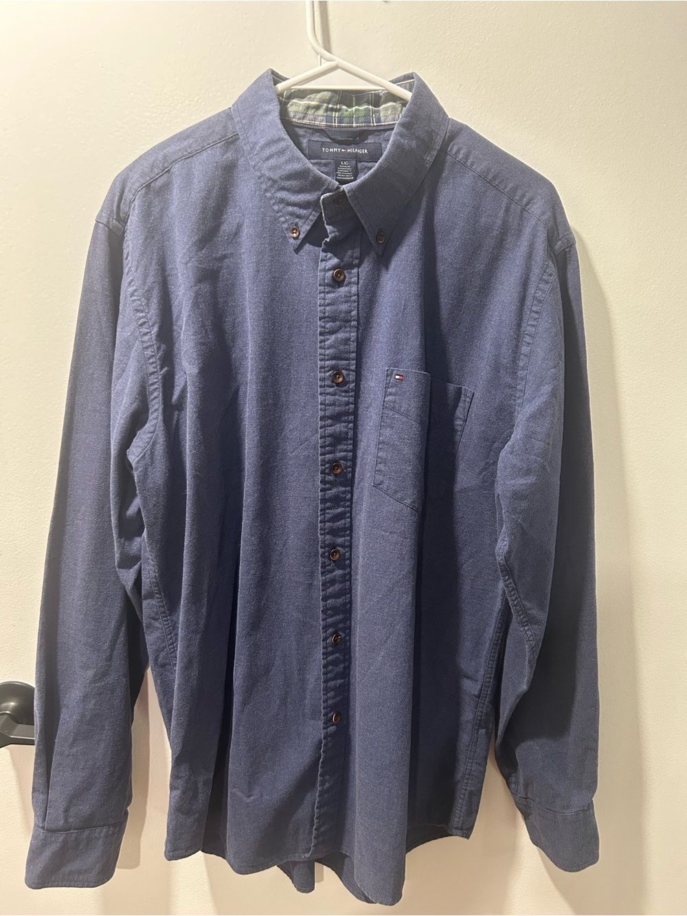 Tommy Hilfiger Men's Blue Button-Down Oxford Style Shirt - Men’s LG